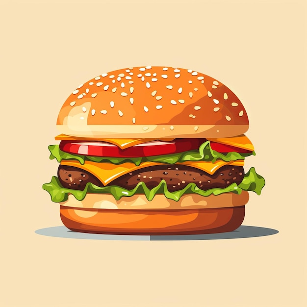 ハンバーガー チーズバーガー 現実的なイラスト