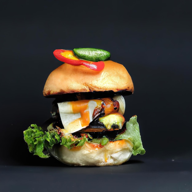 Photo hamburger close up studio photography premium photo