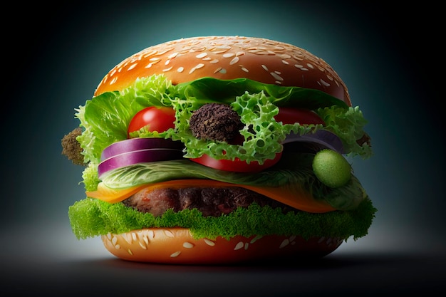 Hamburger con plant bases Created with artificial intelligence generation tools