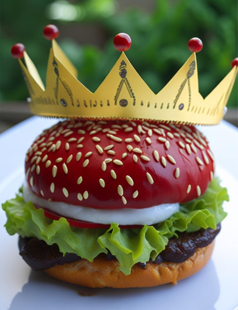 Hamburger and crown on top