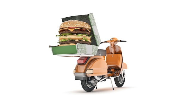 Hamburger Delivery 3d rendering