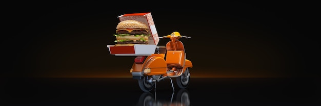Photo hamburger delivery 3d rendering