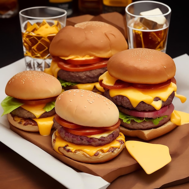 hamburger en cola hamburger en friet getrokken sandwich hamburger en friet hamburger en friet