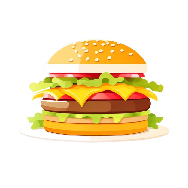 Photo hamburger fast food food icon flat style vector illustration