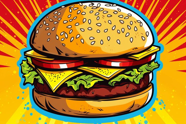 Hamburger fast food pop art style