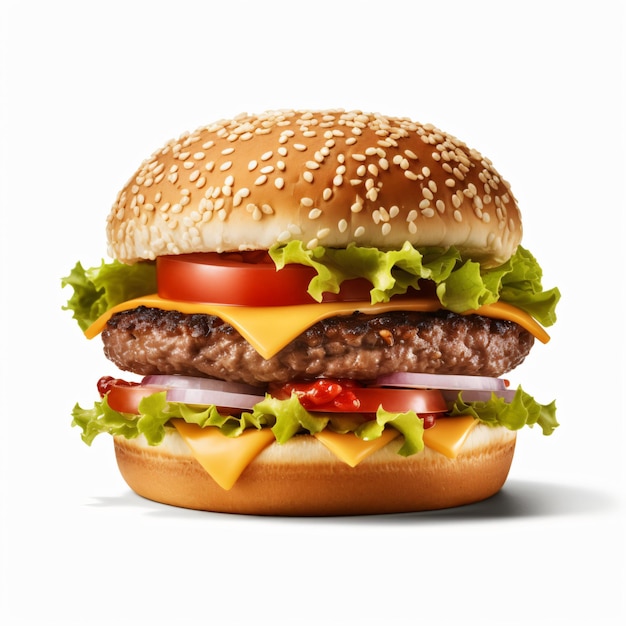 Foto hamburger geïsoleerd op witte achtergrond