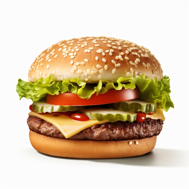 Hamburger geïsoleerd op witte achtergrond