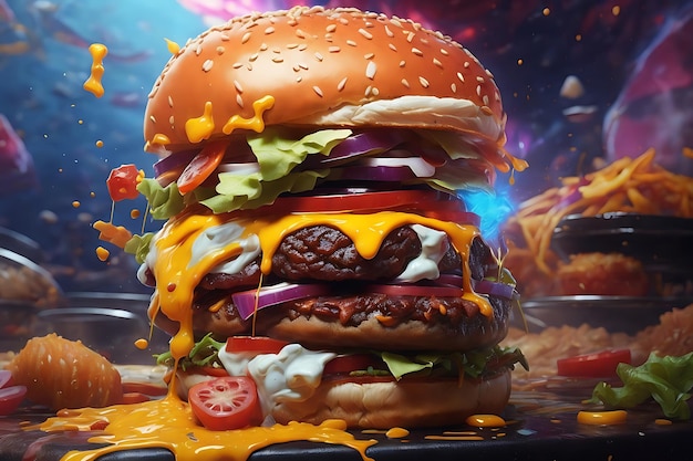 Hamburger heerlijk eten Astral Escape Splash