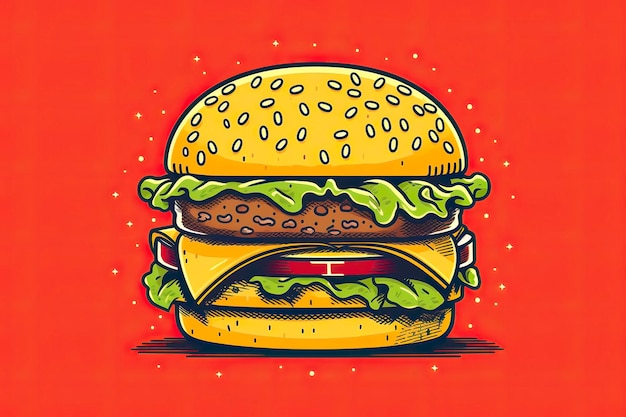 Hamburger illustration snacks illustration fastfood illustration generative ai