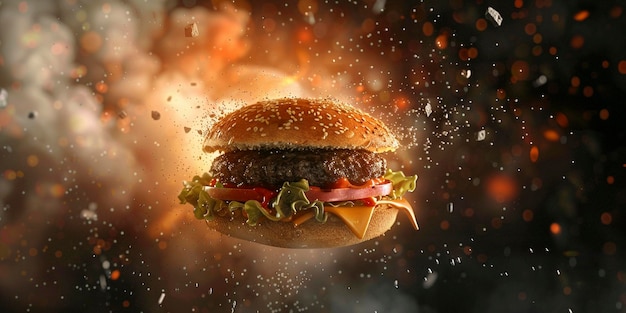 ハンバーガーが画面から飛んでいます