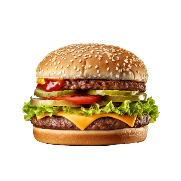 Hamburger isolated on background with Generative AI