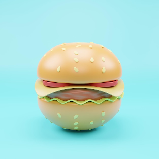 hamburger isolated on white background 3d rendering