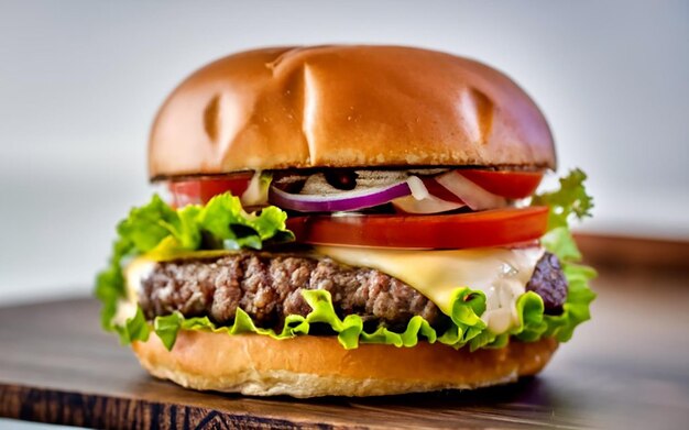 Hamburger isolated on white background fresh burger fast food with beef and cheese ai generated