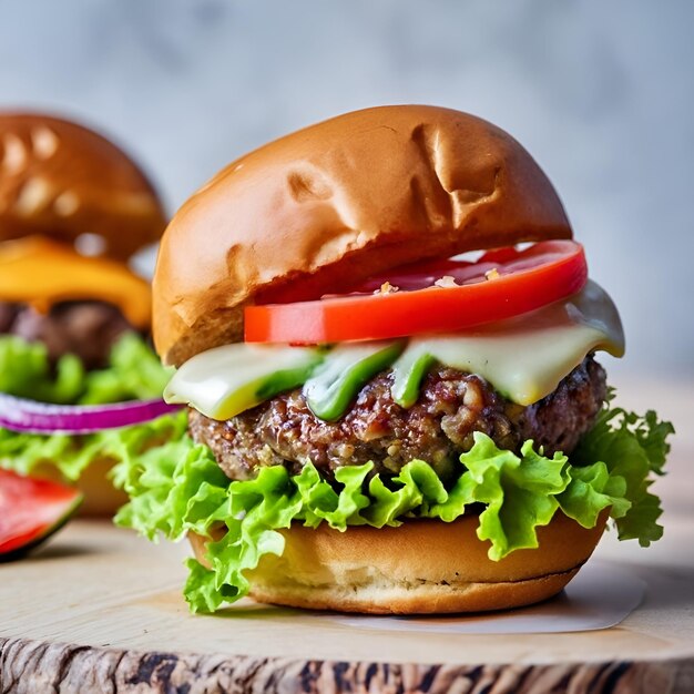 Foto hamburger isolato su sfondo bianco fast food fresco di hamburger