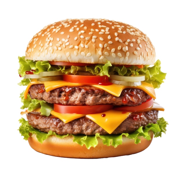 Hamburger isolated on white transparent background Fast food