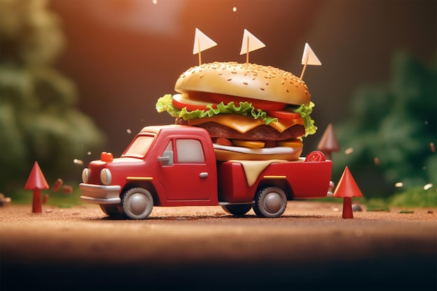 Hamburger Levering 3D-rendering