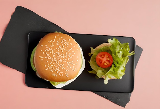 Foto hamburger met kaas met friet en een drankje.