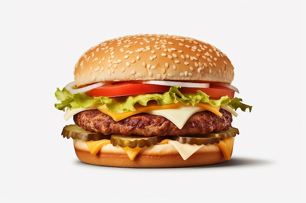 hamburger met kaassla tomaat en sla