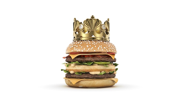 Foto hamburger met kroon geïsoleerd 3d-rendering