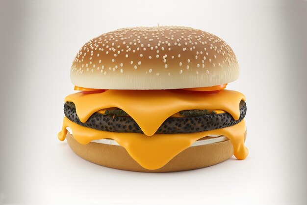 Hamburger met twee kazen geïsoleerd op een witte achtergrond