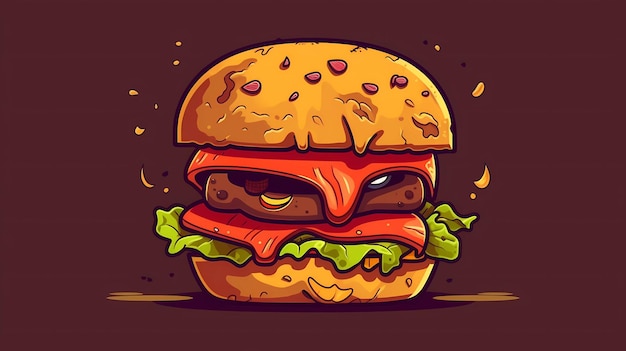 Hamburger of hamburger hand getrokken schets stijl illustratie ai generatief