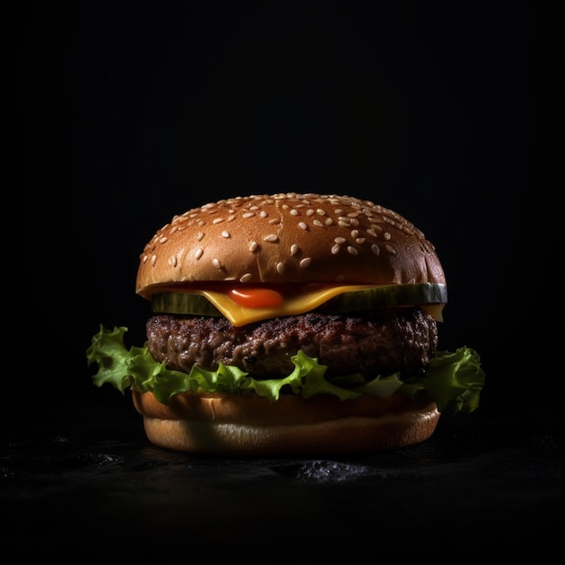 Hamburger op een donkere achtergrond