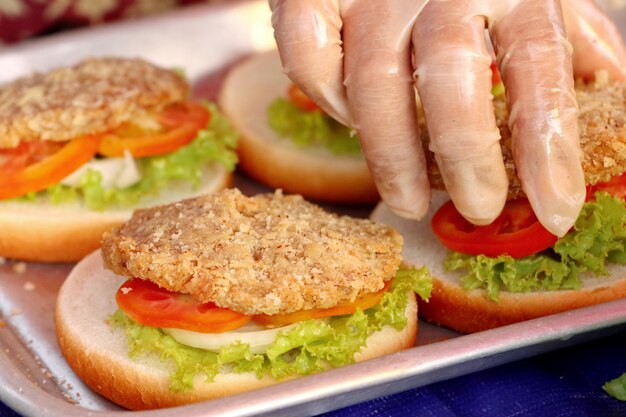 Hamburger pork at street food