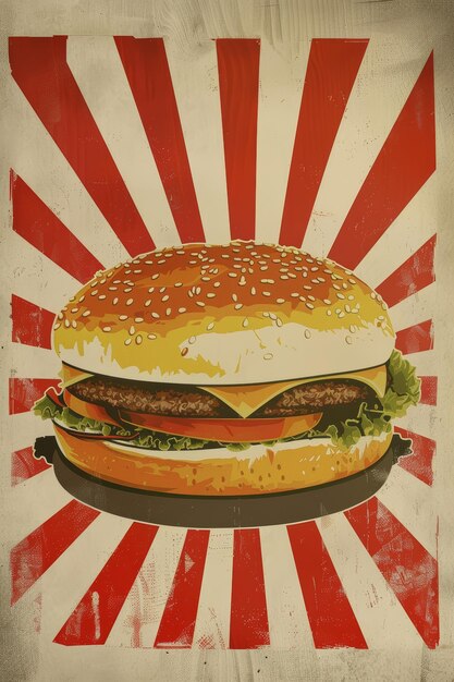 Foto poster di hamburger illustrazione di vecchio stile