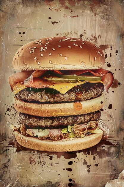 Hamburger poster old style illustration