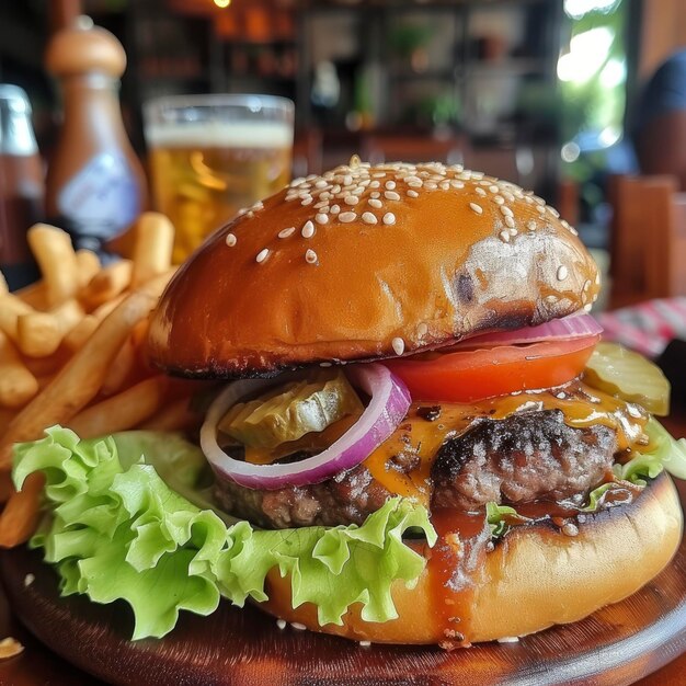 Foto un hamburger in un ristorante