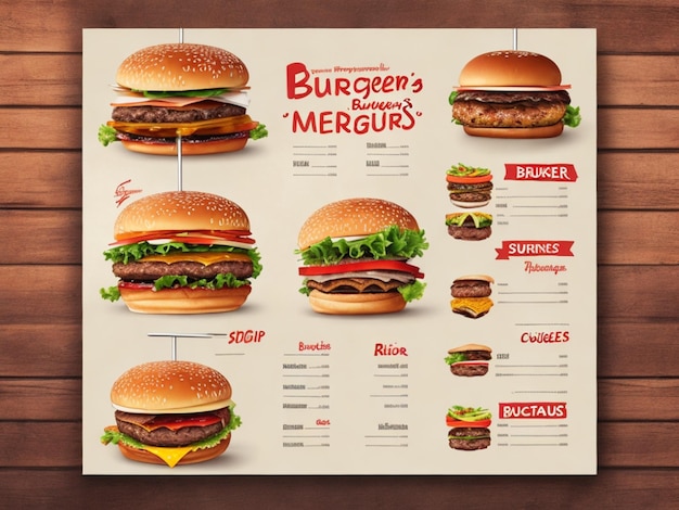 Foto hamburger retro modello di menu