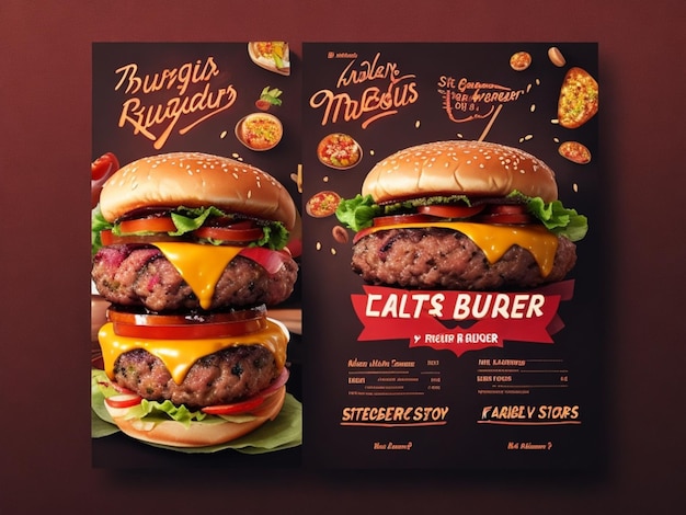 Foto hamburger retro modello di menu