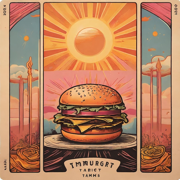 a hamburger and sunshine against the sun in the sky