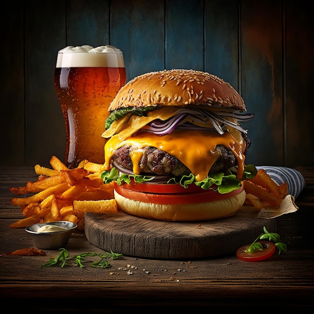 Hamburger on table in restaurant