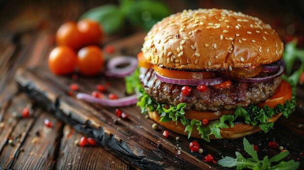 Hamburger on Table