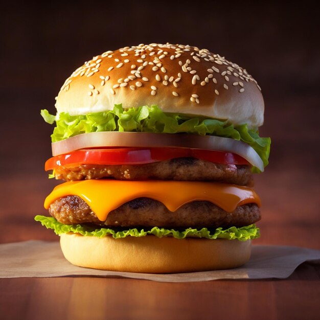 A hamburger on the table