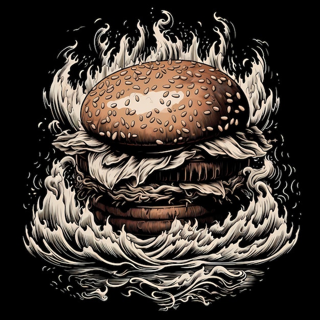 hamburger tattoo illustratie