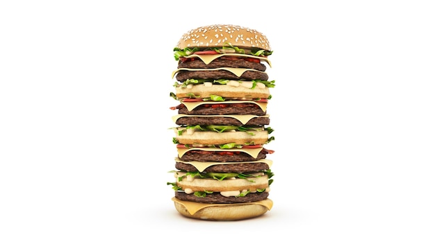 hamburger tower. 3d rendering