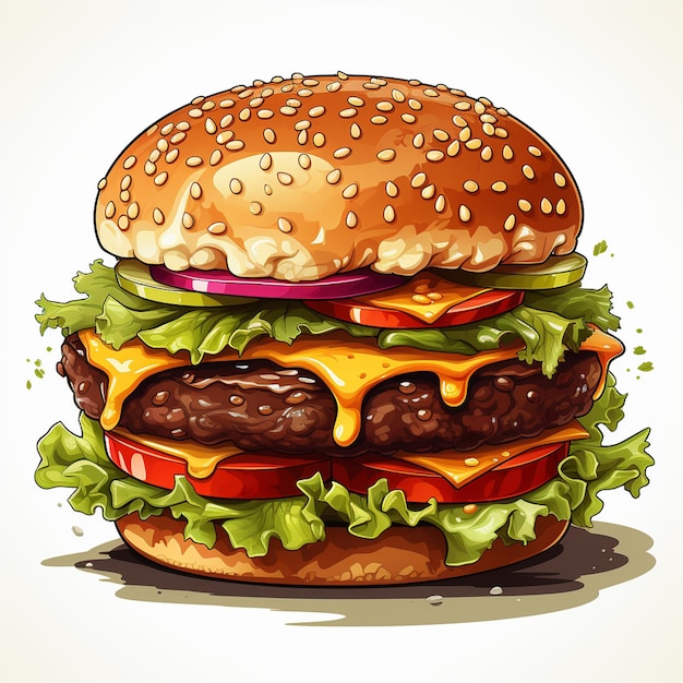 hamburger vector floating on white background