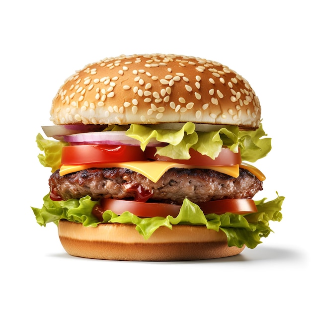 Hamburger on white background