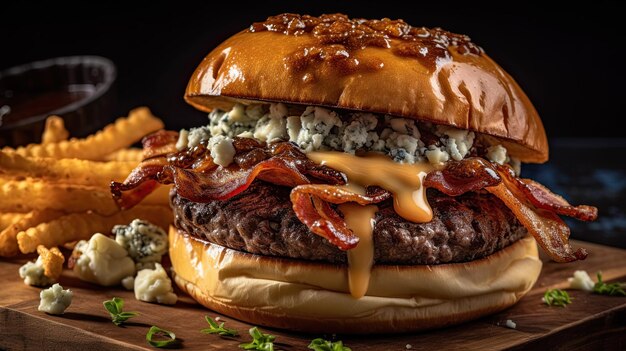 Premium AI Image | a hamburger with bacon and cheese