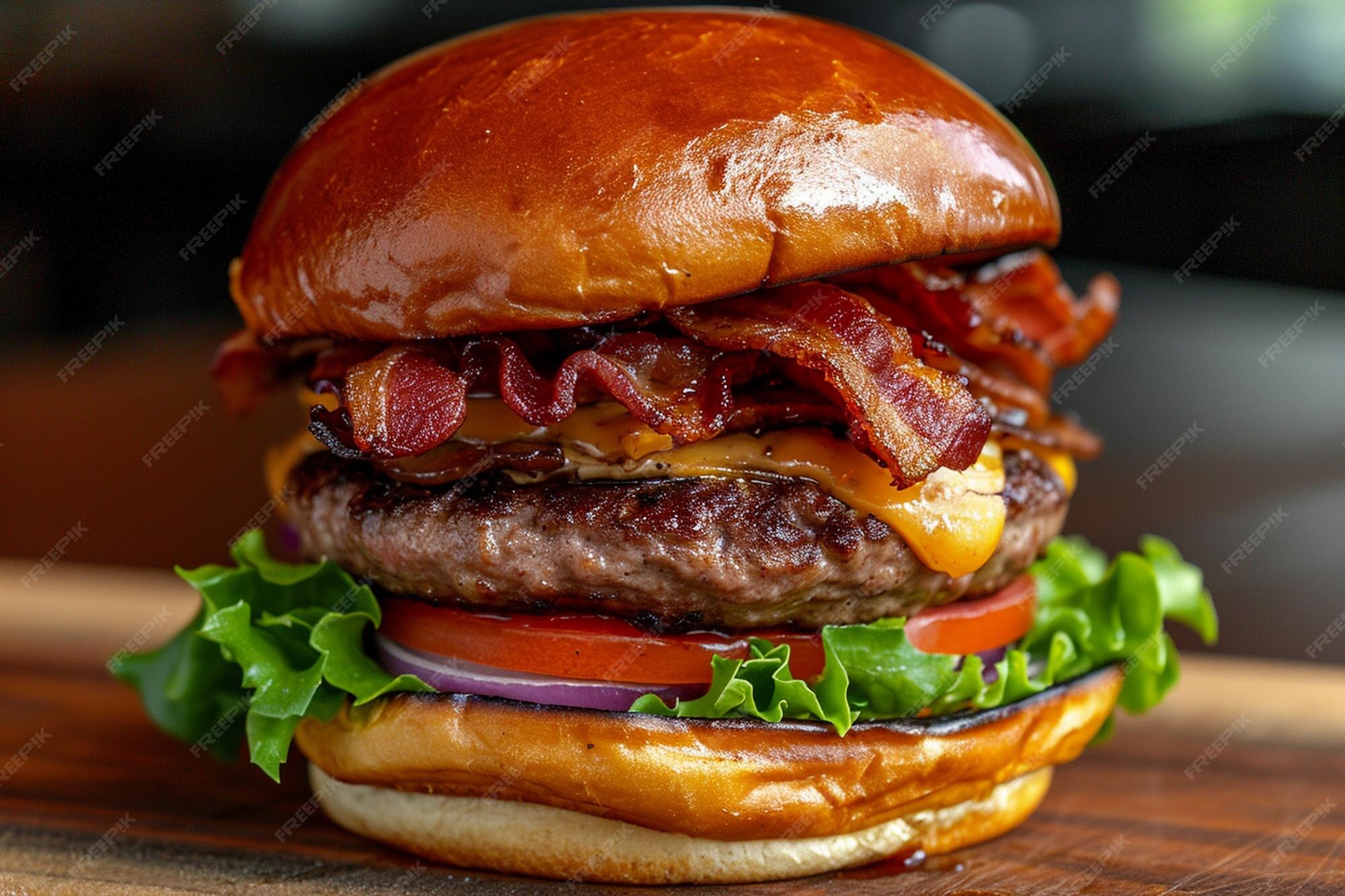 Premium Photo | Hamburger with bacon