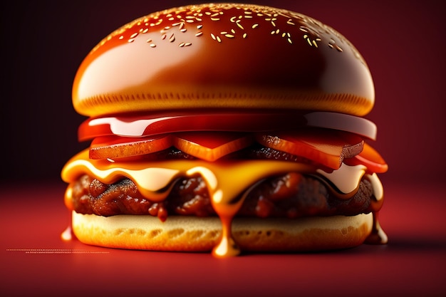 A hamburger with bbq sauce on it