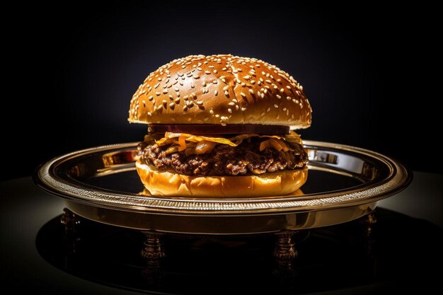 Foto un hamburger con un boccone preso da esso