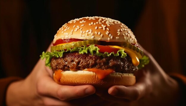 A hamburger with a bun and ketchup on it