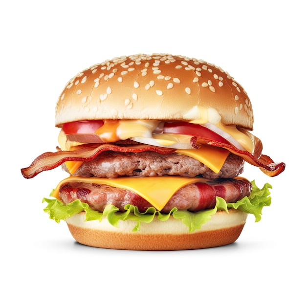 Premium AI Image | A hamburger with cheese, bacon, and bacon on it.