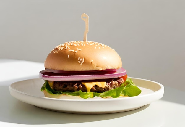 hamburger with cheese with fries and a drink