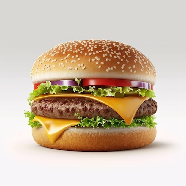 A hamburger with a cheeseburger on it