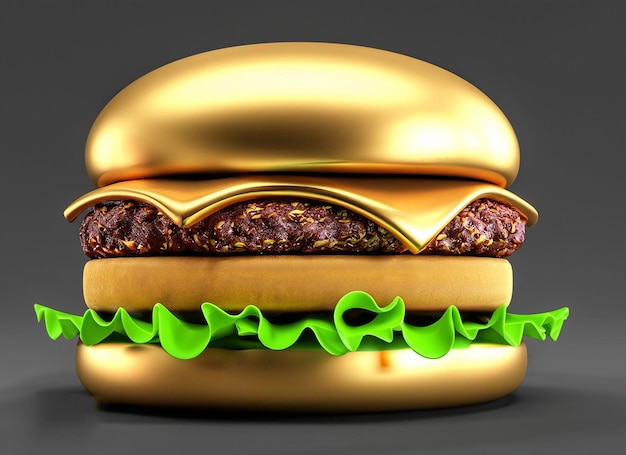 A hamburger with a golden top and green leafy lettuce on it.