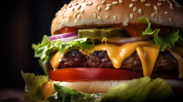 A hamburger with a green leafy lettuce on it